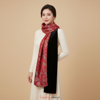 Double-sided scarf in velvet and brocade - different colors